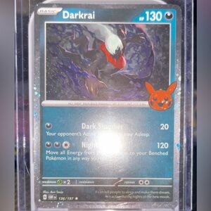 DARKRAI POKEMON TRADING CARD TCG Trick Or Trade 2024 #136/197 Cosmos Holo Rare